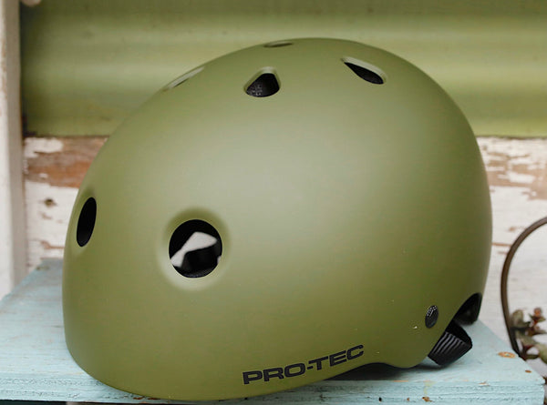 PROTEC HELMETS -Protec Classic Skate Helmet Matte Olive -HELMETS + PADS + GLOVES -Anchor BMX