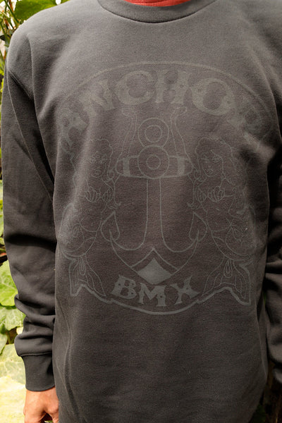 Anchor BMX -The Anchor Shield Crew Jumper Blk/Blk -CLOTHING -Anchor BMX