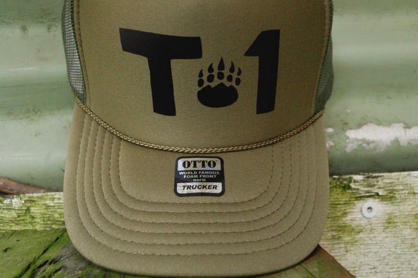 TERRIBLE ONE -Terrible One Paw Trucker Hat Olive -HATS + BEANIES + SHADES -Anchor BMX