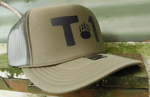 TERRIBLE ONE -Terrible One Paw Trucker Hat Olive -HATS + BEANIES + SHADES -Anchor BMX