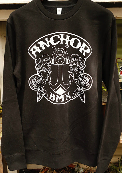 Anchor BMX -The Anchor Shield Crew Jumper Blk/Wht -CLOTHING -Anchor BMX