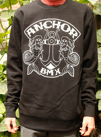 Anchor BMX -The Anchor Shield Crew Jumper Blk/Wht -CLOTHING -Anchor BMX