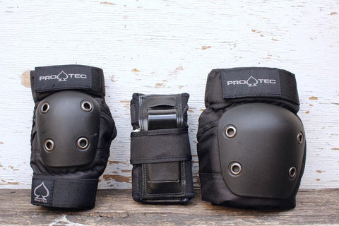 PROTEC HELMETS -Protec Street Gear Jr Youth Pad Set Black -HELMETS + PADS + GLOVES -Anchor BMX
